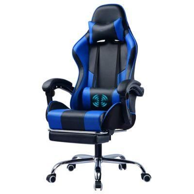 Blue Linkage Armrest Reclining Gaming Chair with Footrest