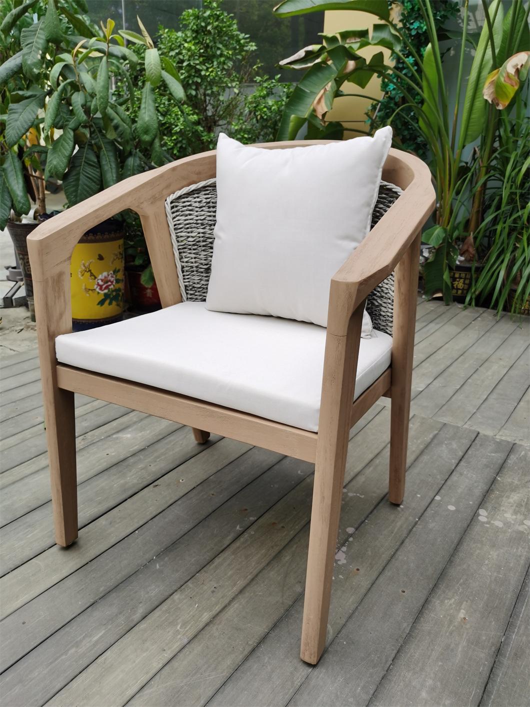 Factory Outdoor Modern Style Wooden White Garden Patio Rattan Furniture Chair