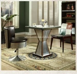 Aluminium Leather Cafe Restaurant Furniture Loft Dining Table Chair
