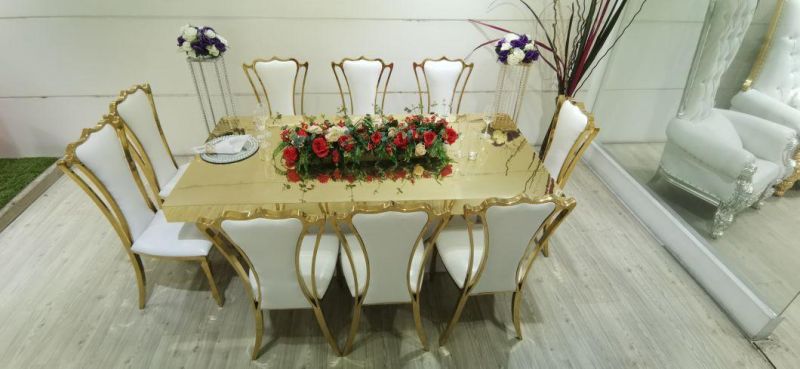 Restaurant Furniture Luxurious New Wedding Modern Mirror Glass Top Table