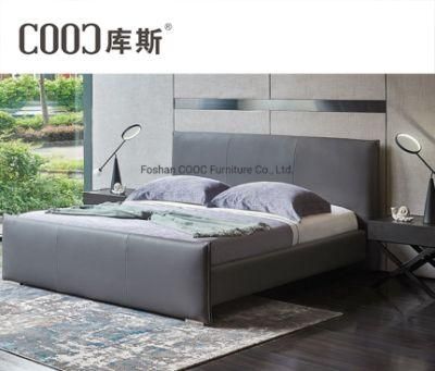 1902 Minimalist Style Grey King Size Leather Bed
