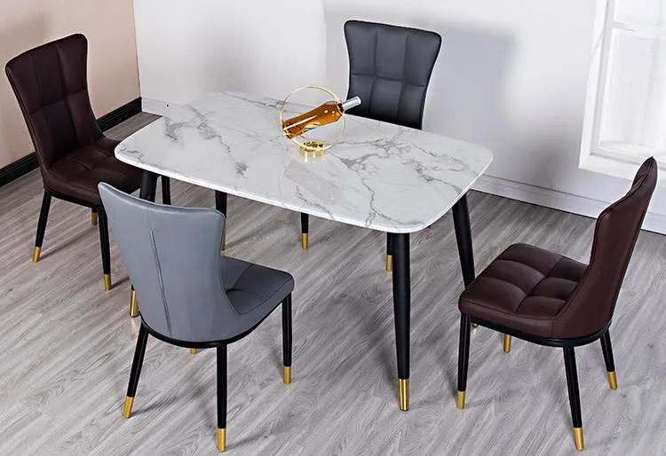 High Back Modern Dining Metal Leather Furniture Upholstered Restaurant Chairs