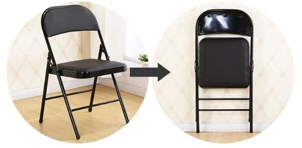 Folding Upholstered Living Room Chair Easy Folding PU Chair Modern Metal Frame and PU Leather Seat Folding Chair