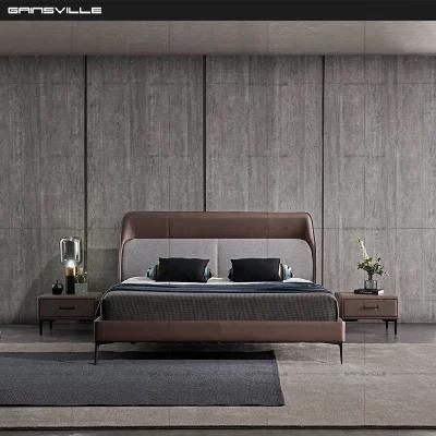 Italy Brand Metal Frame Headboard Wholesale up-Holstered Lether Beds Set Design Modern Bedroom Furniture King Bed