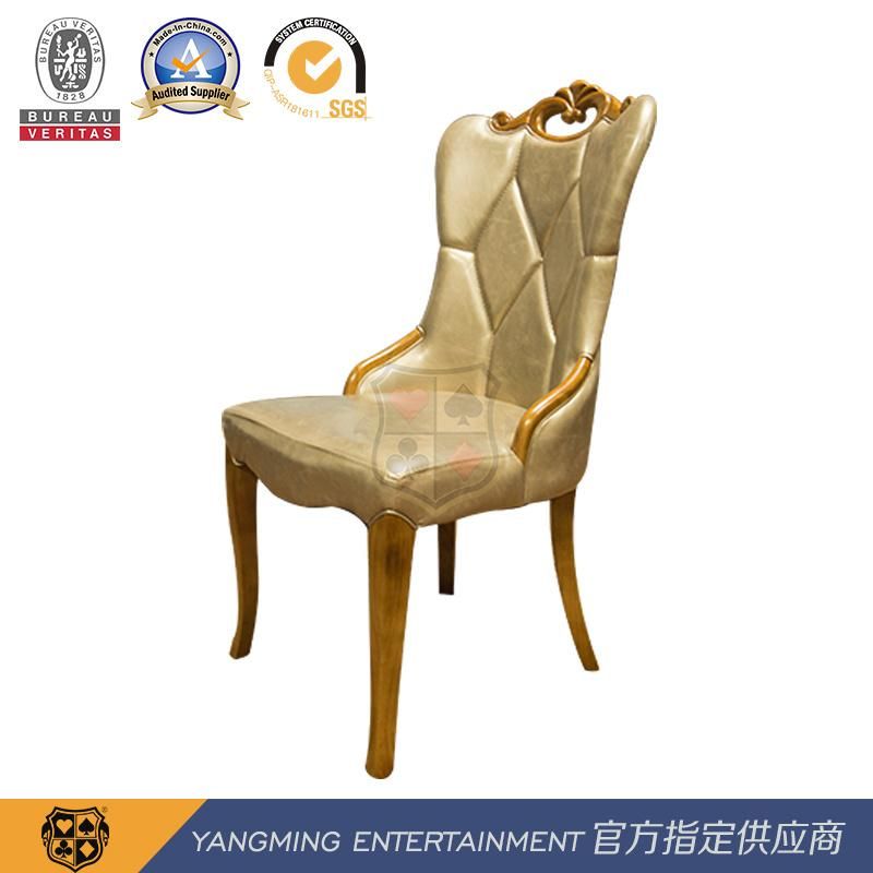 Imitation Leather Hotel Club Dining Chair Oak Handle Poker Casino Table and Chair Ym-Dk06