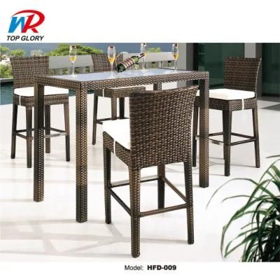 Simple Style Rattan Outdoor Furniture Aluminum Frame Rattan Bistro High Bar Stool