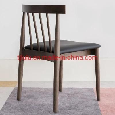 Best Price High Quality Solid Wood Home Furniture Wood Dining Chair with Leather Seat Upholstered Restaurant Dining Room Chair