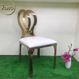 Stainless Steel Stackable Gold Banquet Chairs with White Cushion