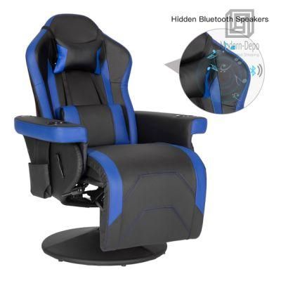 Swivel Massage Reclining Gamer Gaming Chair with Footrest and Cup Holder