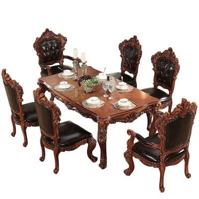 Antique Wood Dining Table with Sideboard and Wine Cabinet in Optional Furniture Color