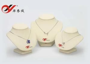 White PU Leather Showcase Stand Jewelry Display, Bust Necklace Jewelry Display Stand