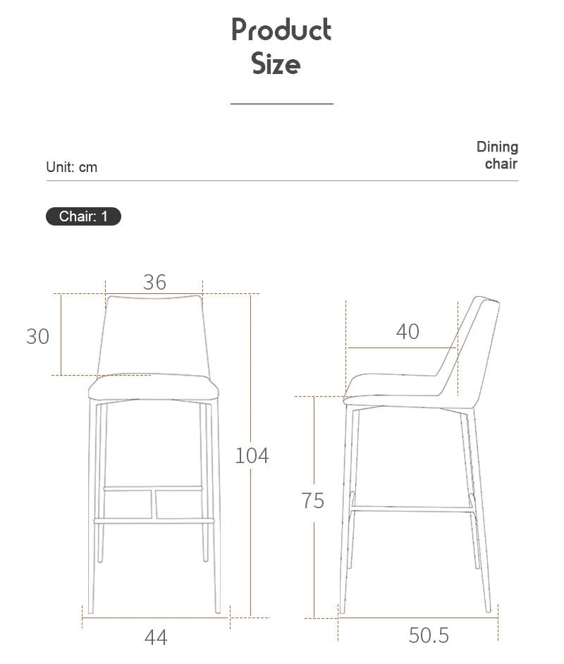 Home Cafe Furniture Base Metal Custom Leather Counter Height Bar Chair