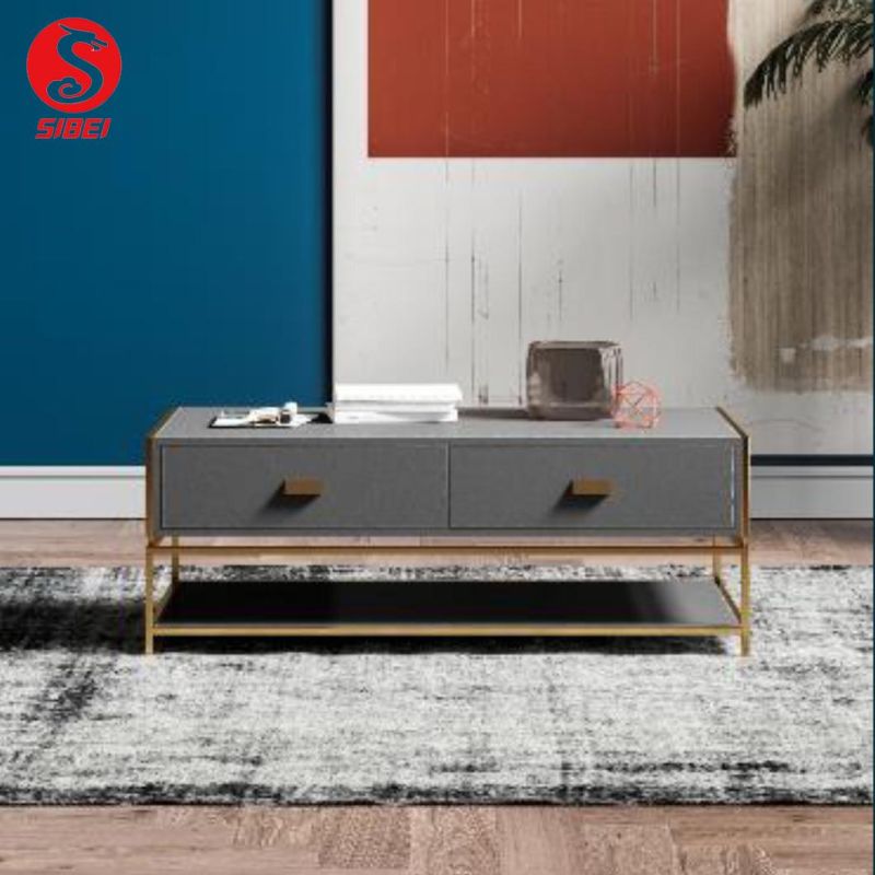 Hot Sale Multifunctional Luxury Furniture Marble Top Coffee Table with Storage