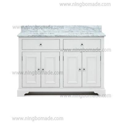 Understated Natural Timbers Furniture White Birch Base Artifical Marble Top Double Basin Bathroom Cabinet