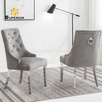 Hot Sell Dining Room Steel Metal Velvet Dining Chairs for UK Market