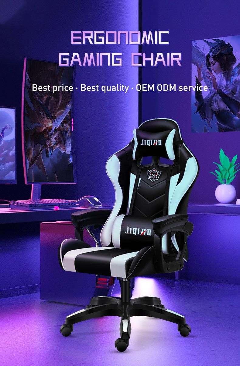 Wholesale Custom Logo PU Leather Four Points Fixed Armrest PC Ergonomic Silla Gamer Computer Gaming Chair with Footrest