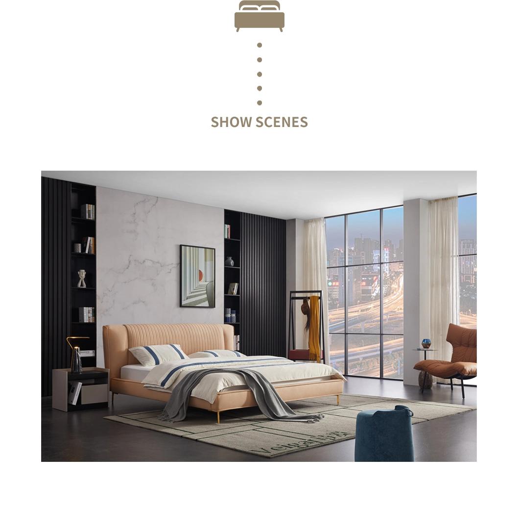Modern Light Luxury Bedroom Furniture Leather King Bed