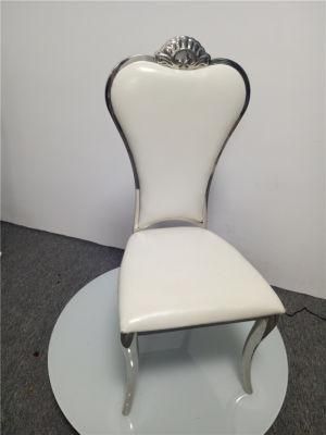 High Back White and Silver Royal Wedding Banquet Dining Chairs for Garden