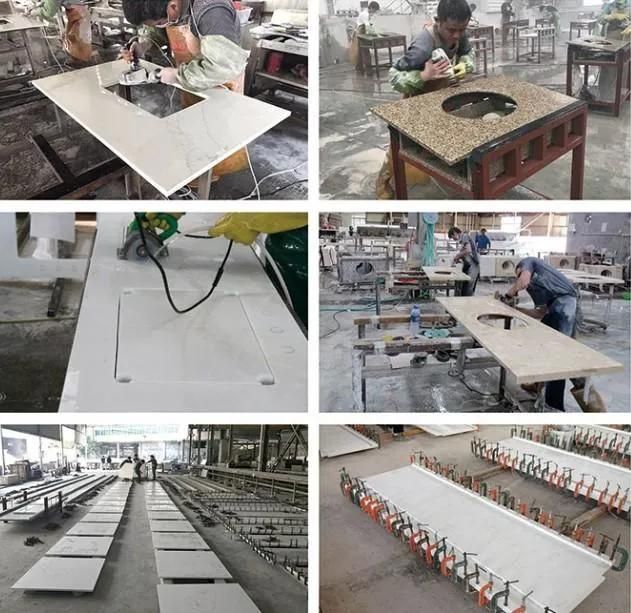 China Factory Quartz Stone Slab Calacatta White Marble Natural Stone Granite Wholesale Solid Surface Customized Kitchen Top Quartz Countertop