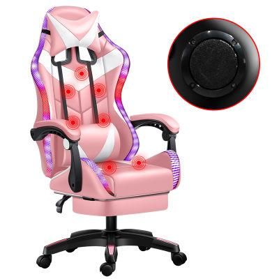 CE Approval Factory Wholesale Leather Reclining Gamer Chair LED Light Bar Racer RGB Gaming Chair