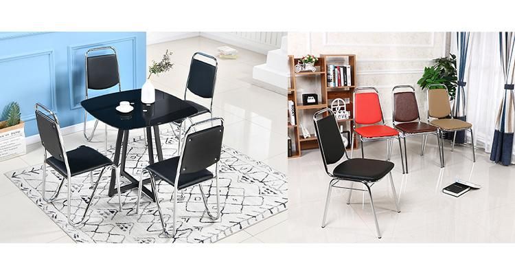 Best Selling Home Restaurant Furniture Black Leather Church Chair with Chromed Base for Wedding