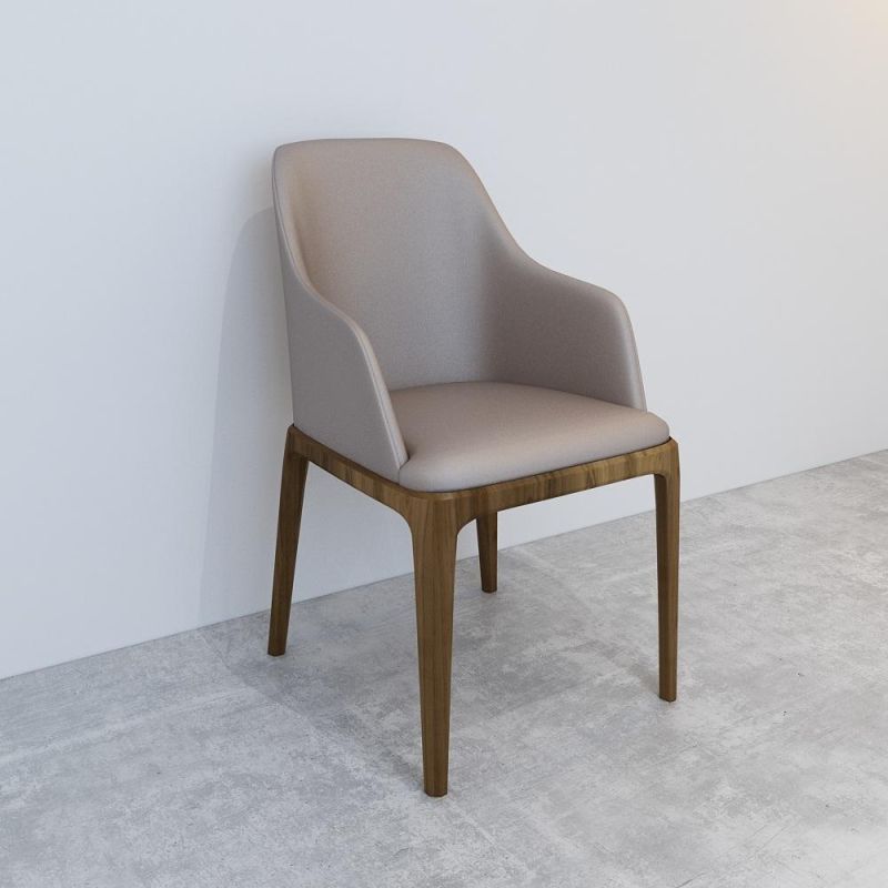 Wooden Dining Chair in Artificial Leather