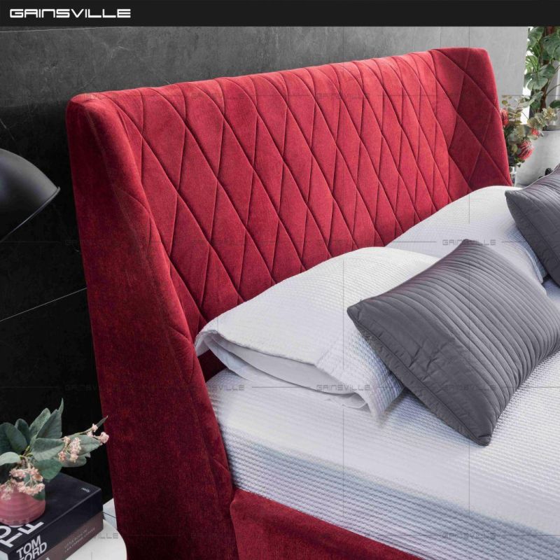 Luxury Furniture Bedroom Furniture Leather Bed Velvet Bed for Hotel Gc1825