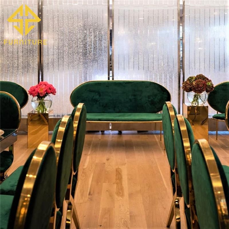 Modern Golden Cross Leg Green Velvet Wedding Chair for Banquet Event Reception