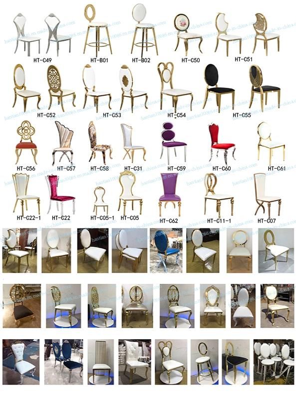 Stackable White Chair Gold Frame Wedding Banquet Chairs Stainless Steel Dining Chair