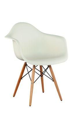 White PP Seat with Wood Legs