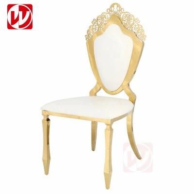 Modern Design King Queen Gold Mirror High Back Leather Stainless Steel Hotel Banquet Wedding Dining Chairs
