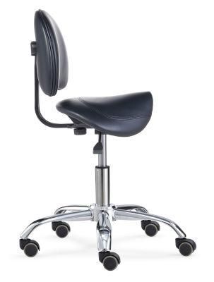 Haiyue Dental Saddle Doctor Seat Chair Deluxe Mobile Dentist Stool &amp; Armrest PU Leather