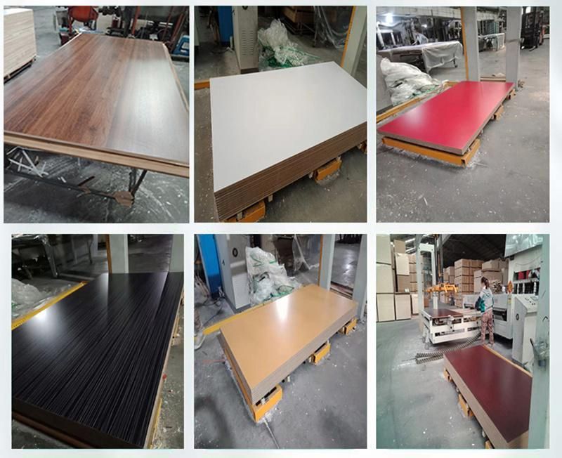 E0 E1 5mm Medium Density Fiberboard High Gloss Wood Grain UV / HDF / HPL Melamine Laminated Particle Board Raw Plain MDF Forkitchen Furniture