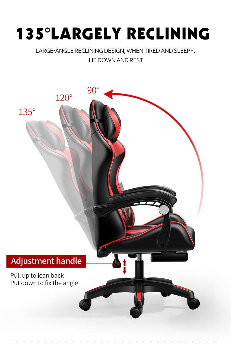 CE Approval RGB Racing Computer PC Modern Ergonomic Swivel Footrest Leather Game High Quality OEM Reclining Gaming with Speaker Chair