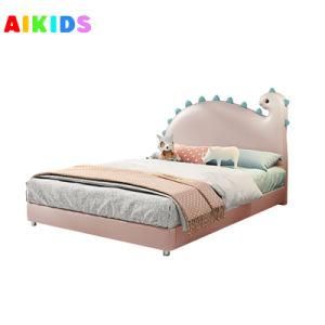 Pink Dinosaur Bed Princess Girl Bedroom Leather Bed Modern Design Single Bed