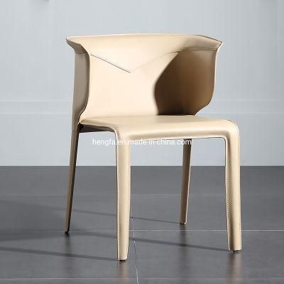 Wholesale Stylish Design Saddle Leather Upholstered Steel Dining Chairs