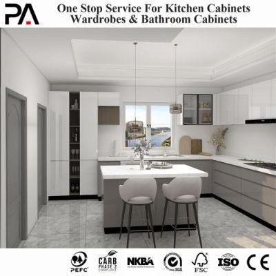 PA Furniture Product Fiberglass USA Grade UV Microwave 2 Colour Unassembled Kitchen Cabinets