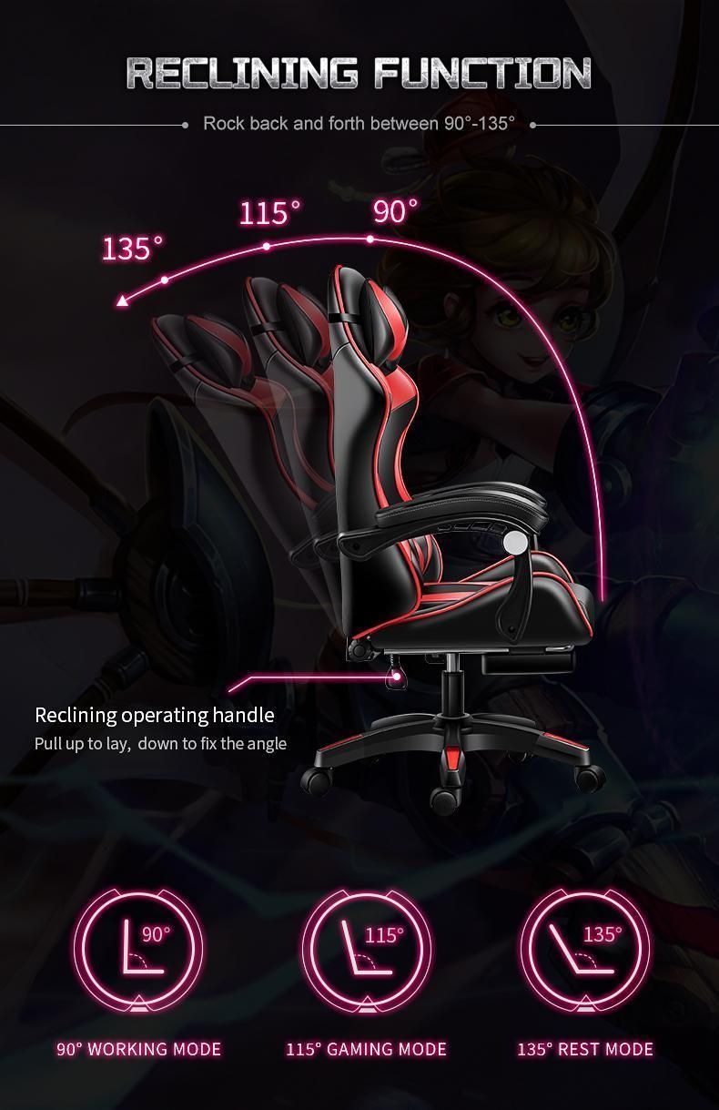 Anji Factory Massage Office Gaming Racing Chair with Footrest