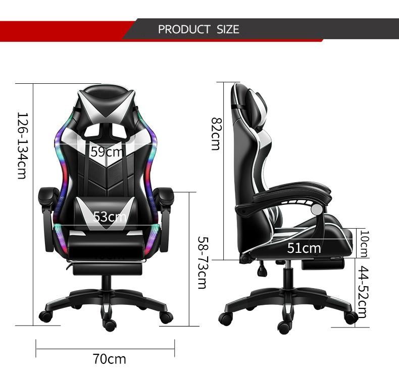 CE Approval 2021 Customized Leather Light Sillas Gamer LED RGB Gaming Chair
