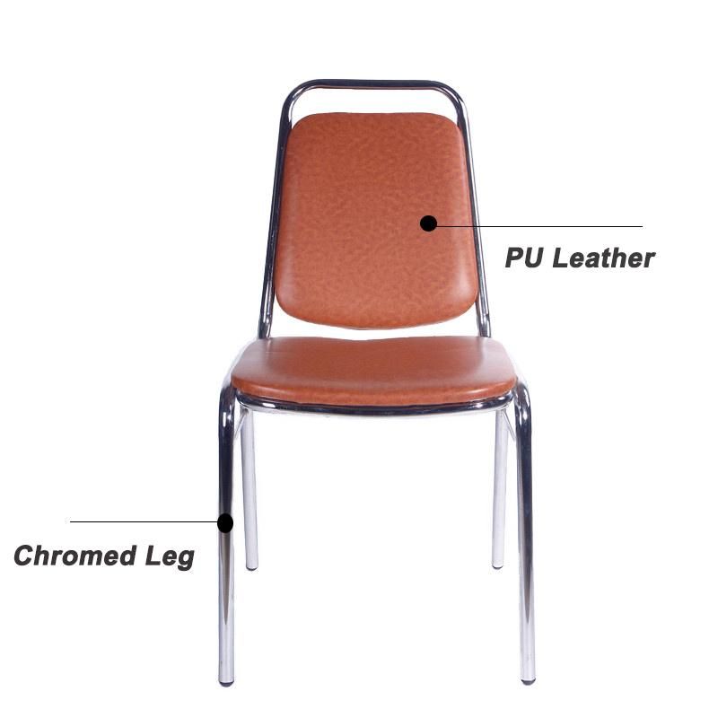 Hot Sale PU Leather Home Restaurant Furniture Outdoor Stabckable Banquet Chair