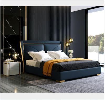 Dark Blue or Orange Modern Furniture Leather Sofa Bed
