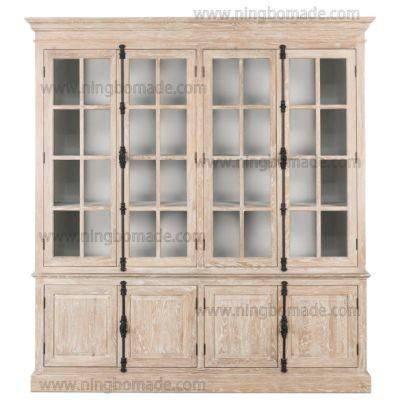 Classic French Casement Furniture Weather Grey White Oak Library Cabinet