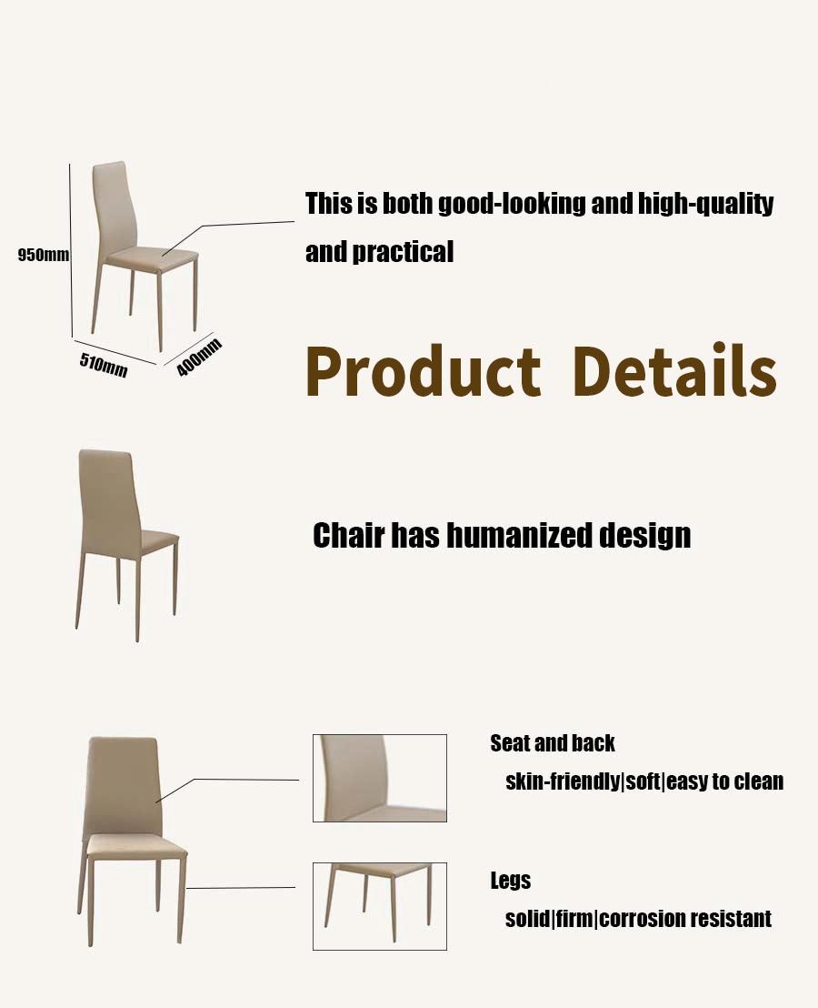Home Outdoor Office Lounge Furniture Upholstered PU Leather Dining Chair