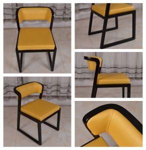 Yellow PU Leather Dining Room Chair for Hotel Restaurant Cafe