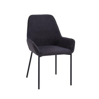 Modern Dining Room Home Furniture Banquet Arm Velvet Fabric Dining Chair with Metal Legs