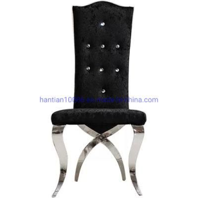 High Back Customized Fabric Linked in China Furniture Supplier Stainless Steel Dining Chair
