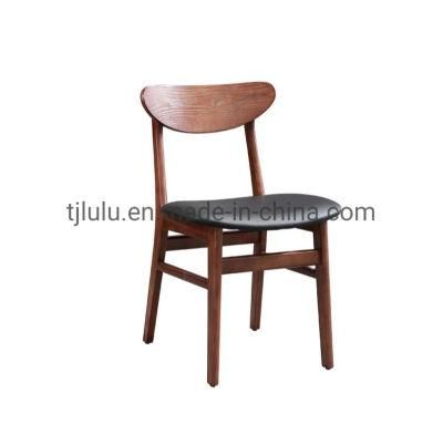Wholesale Commercial Leather Cover Wooden Frame PU Leather Lined Fabric Cushion Dining Chair Cafe Lounge Upholstered Chair