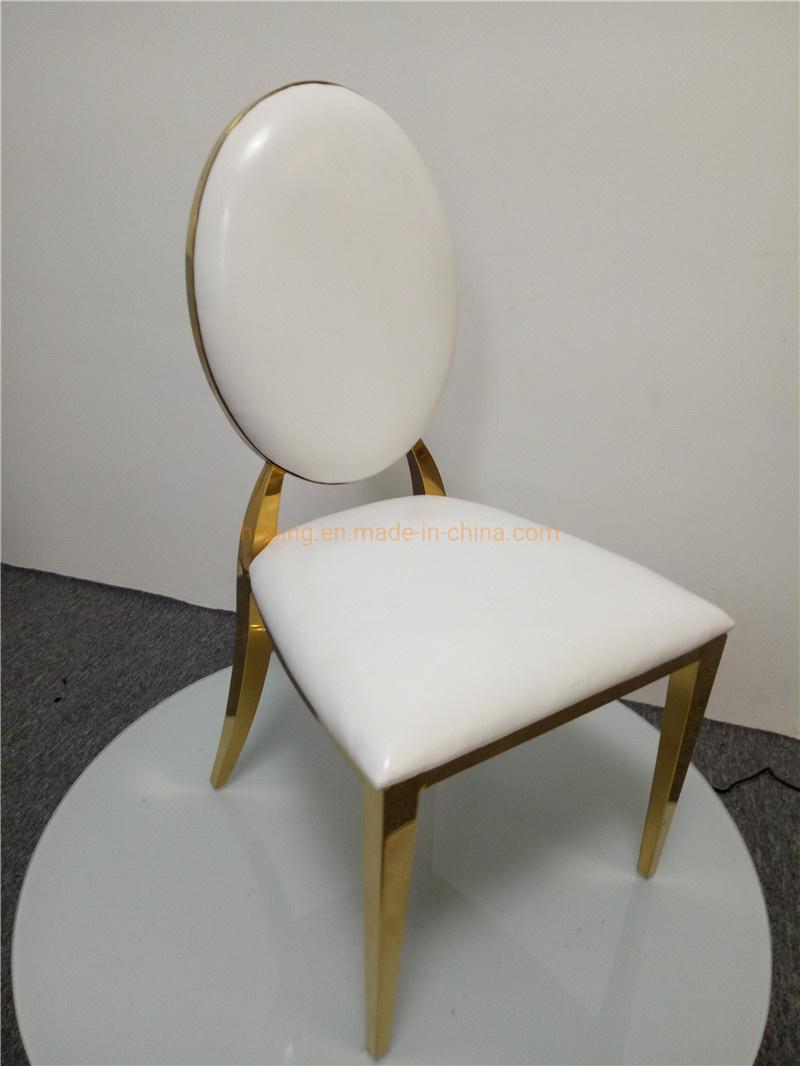 China Factory Wholesale Event Party Wedding Use Dining Chairs Hot Sale Stainless Steel Dining Hotel Standard Banquet Chair Dining Room Beige PU Leather Chair