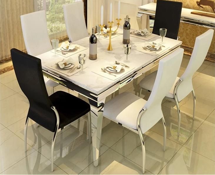 Nordic PU Leather Upholstered Dining Chair Sillas White Black Modern Dining Chair