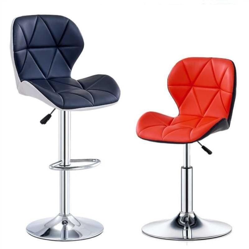 Upholstery Bar Chair Inside Powder Coated Gas Lift Bar Stool Fabric Upholstered Swivel Adjustable Height PU Leather Bar Chair with Back Support